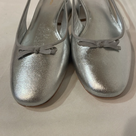 NEW Reformation Margarita Slingback Round Toe Metallic Leather Block Heel - Picture 8 of 14